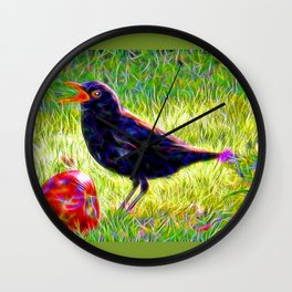 Blackbird with Apple Wall Clock