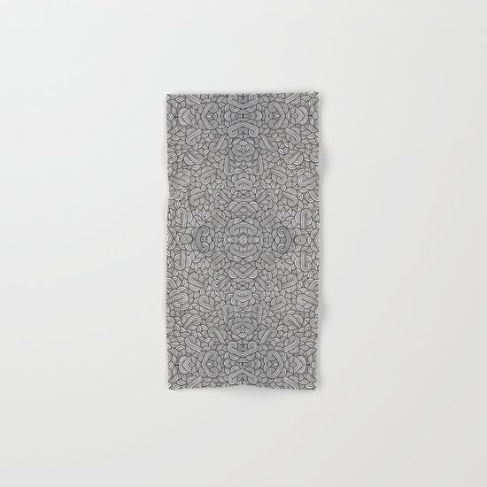 Black and white swirls doodles Hand & Bath Towel