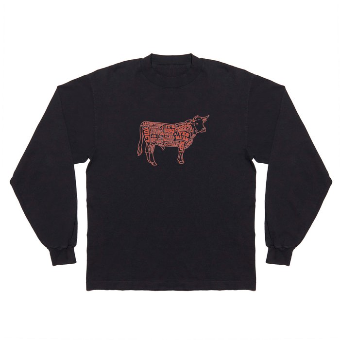 Cute Red Cow Illustration - Great For Decorating The Kitchen! Long Sleeve T Shirt