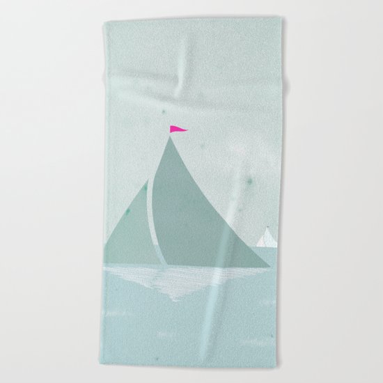 Peaceful seascape with sailboats Beach Towel