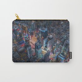 Times Square neon city lights, Midnight landscape painting Carry-All Pouch | Greenwichvillage, Timessquare, Skyline, Aerial, Upperwestside, Manhattan, Buildings, Painting, Brooklyn, Skyscapers 