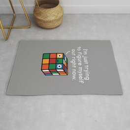 Back To Square One Rug | Selfcare, Illustration, Selflove, Funny, Cute, Selfimprovement, Curated, Graphicdesign, Mentalhealth, Rubikscube 