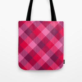 Valentine's retro simple tartan diagonal check burgundy Tote Bag