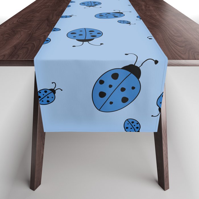 Ladybugs in French Blue Table Runner