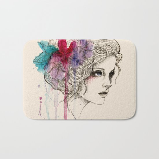 Water Flowers Bath Mat
