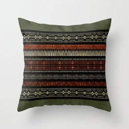 Green Linen Tribal Mud Cloth Throw Pillow | Bohemian, Mudcloth, Geometricpattern, Moderncontemporary, Digitalart, Westerndecor, Southwestern, Graphicdesign, Africa, Tribal 