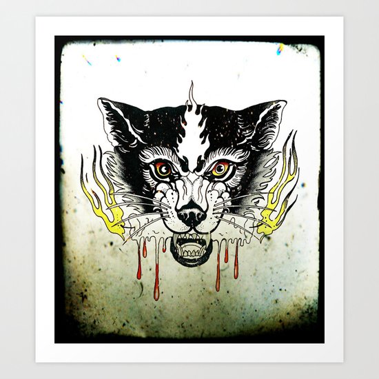 Space Cat King Fire Art Print