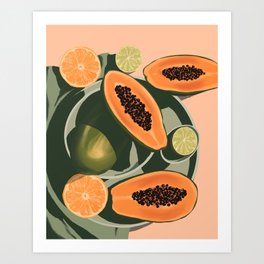 Summer papayas and citrus Art Print