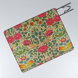 William Morris Roses Floral Textile Pattern Picnic Blanket