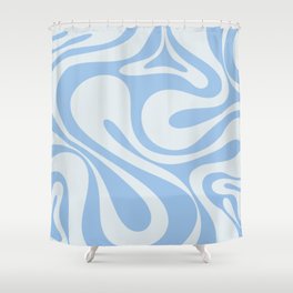 Mod Swirl Retro Abstract Pattern in Light Powder Blue Shower Curtain