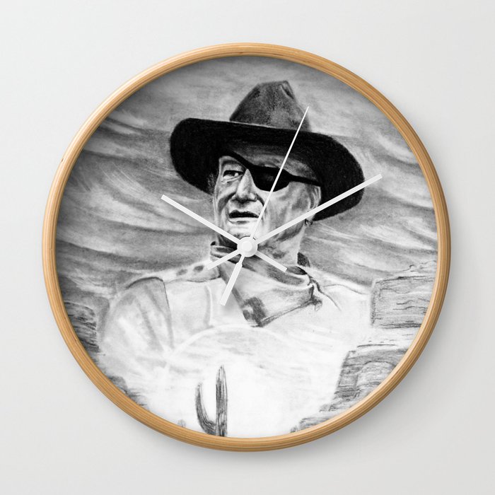 John Wayne Portrait Drawing Wall Clock