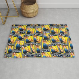 Rosie the Riveter- Scattered Chevron Mix - Seamless Pattern Area & Throw Rug