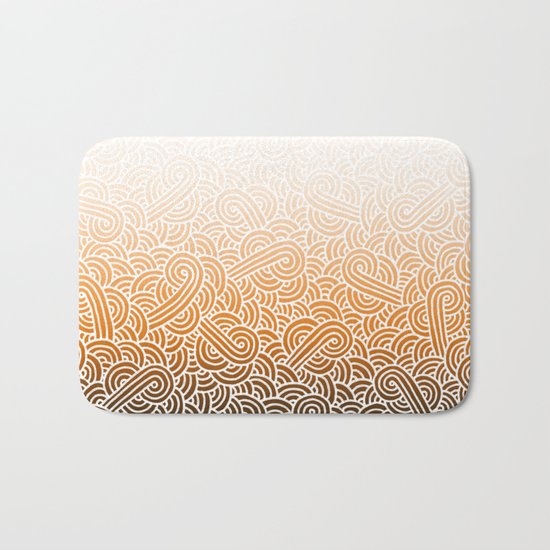 Ombre orange and white swirls doodles Bath Mat