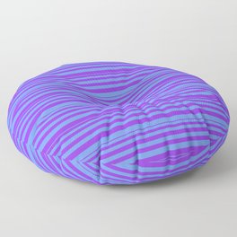 [ Thumbnail: Purple and Cornflower Blue Colored Lines/Stripes Pattern Floor Pillow ]
