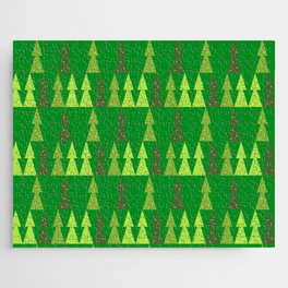 Christmas Pattern Green geometric Tree Jigsaw Puzzle