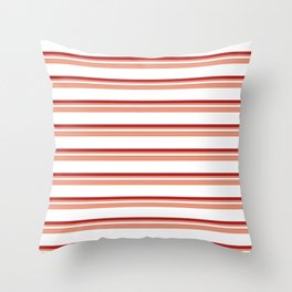 [ Thumbnail: Dark Salmon, White, and Red Colored Pattern of Stripes Throw Pillow ]