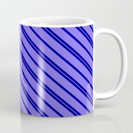 [ Thumbnail: Dark Blue & Medium Slate Blue Colored Lines/Stripes Pattern Coffee Mug ]