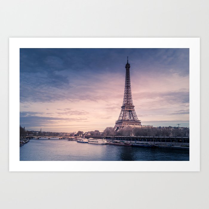 Eiffel Tower Sunset Art Print