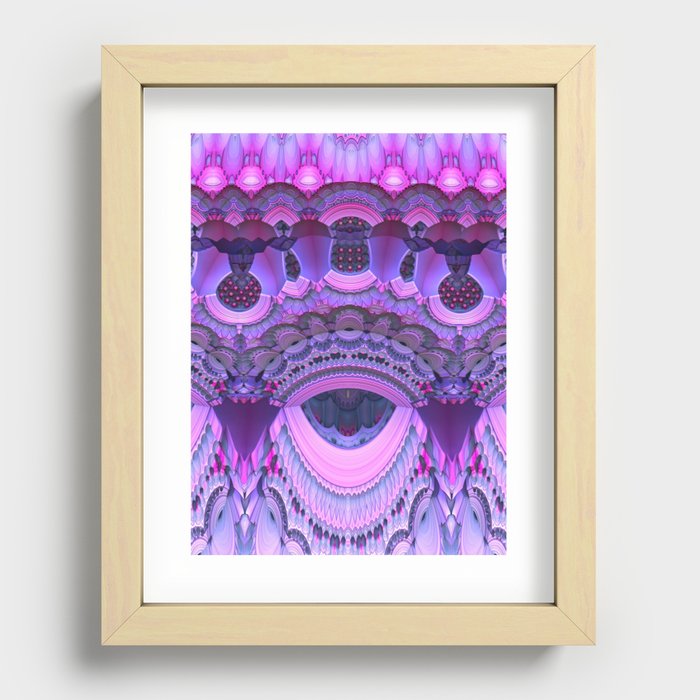 Bright Colorful Pink Purple Abstract Fractal Recessed Framed Print