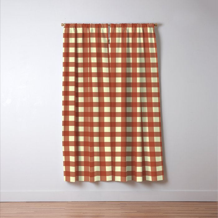 Brick Red Check Blackout Curtain By Studio8974 Society6