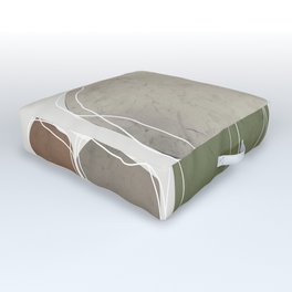 Retro Block Design in Sage Green and Neutral Outdoor Floor Cushion