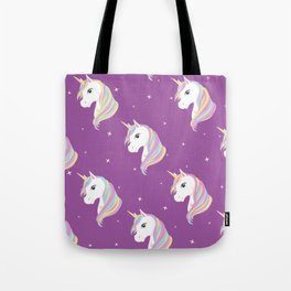 Purple Unicorn Pattern Tote Bag