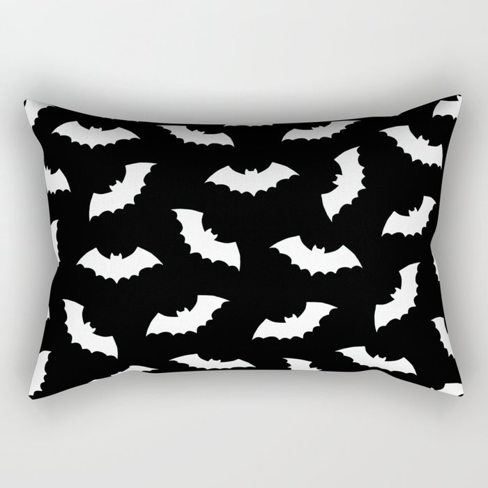 Black & White Bats Pattern Rectangular Pillow