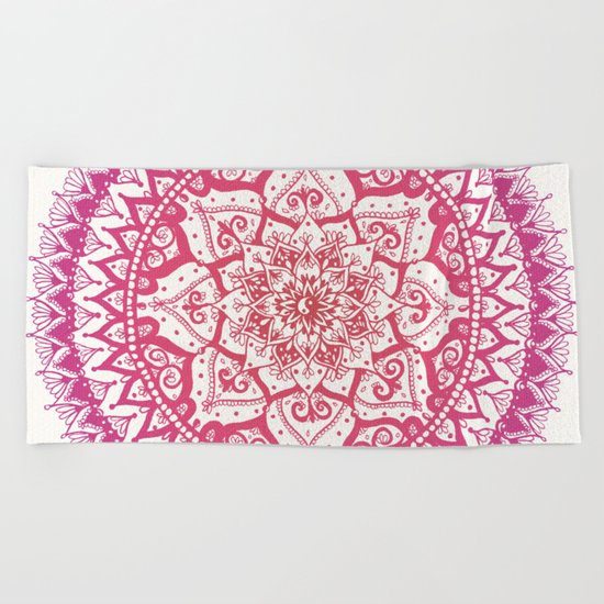 Yin Yang Mandala in Tropical Sunset Beach Towel