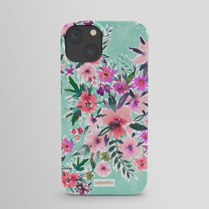 ANNA'S WILD GARDEN Aqua Floral iPhone Case
