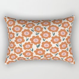 Fun Daisy Pattern Terracotta Cream Rectangular Pillow