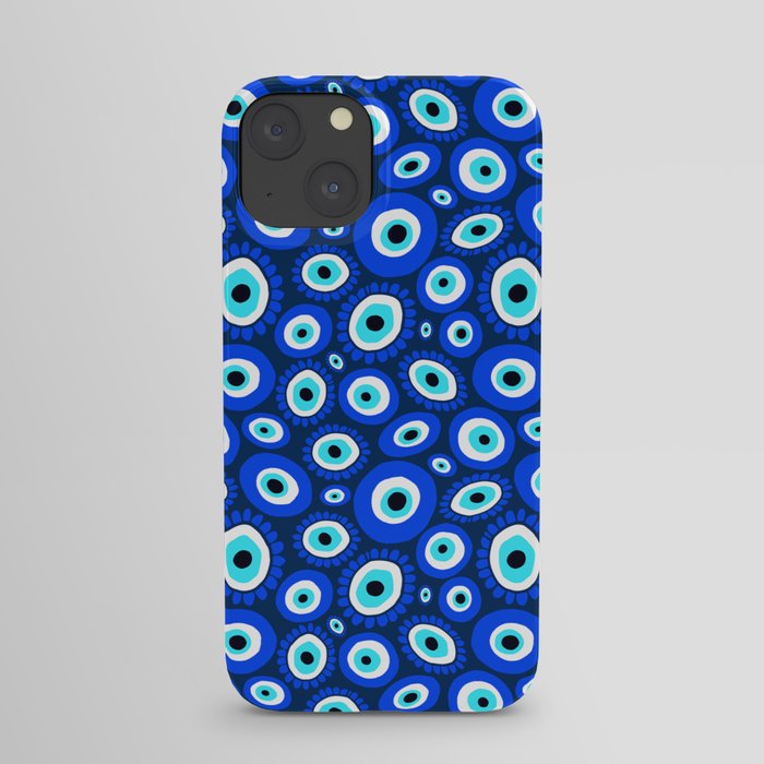 Evil Eye Symbol Blue White Pattern iPhone Case