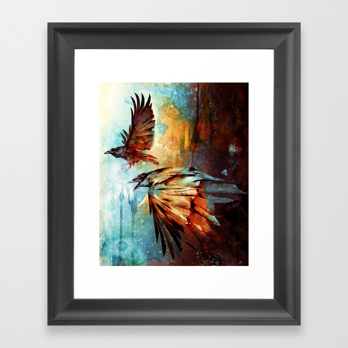 Crows in Flight Framed Art Print