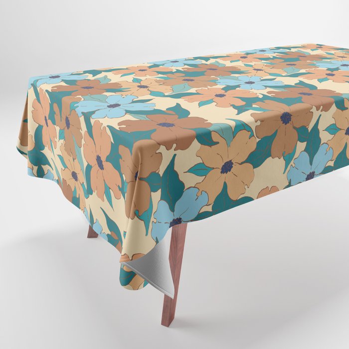 blue cream brown floral nautical dogwood symbolize rebirth and hope Tablecloth