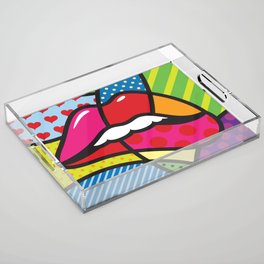 Lips. Sexy. Kiss. Love. Modern pop art work  Acrylic Tray