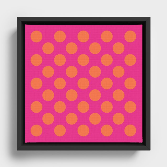 Pink Orange Polka Framed Canvas