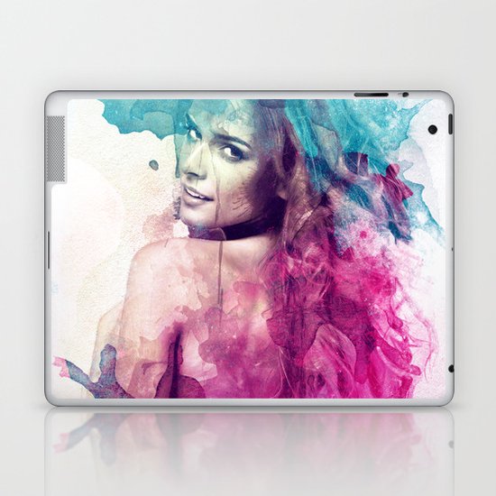 Woman in Splash of Watercolor Laptop & iPad Skin