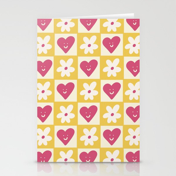 Spring of Flowers and Love - Pink and Yellow Happy Stationery Cards