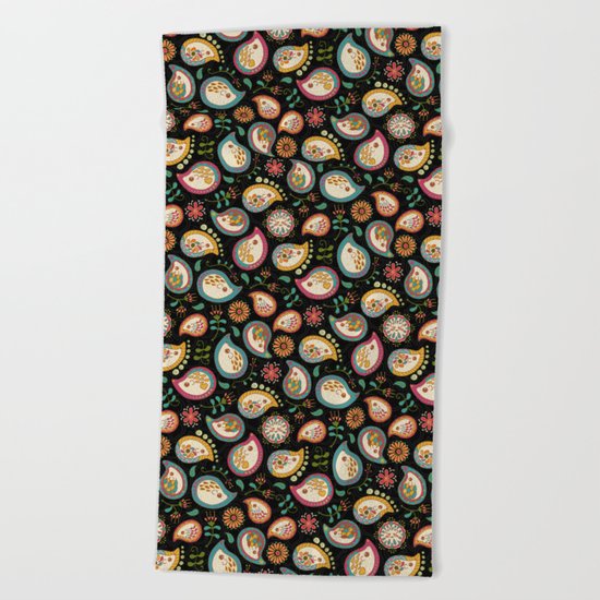 Hedgehog Paisley_Party Colors Beach Towel
