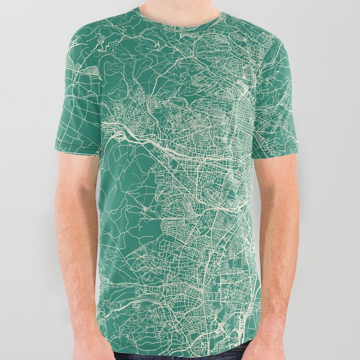 Vienna City Map All Over Graphic Tee