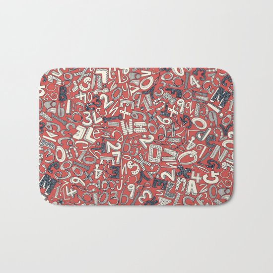 A1B2C3 coral red Bath Mat