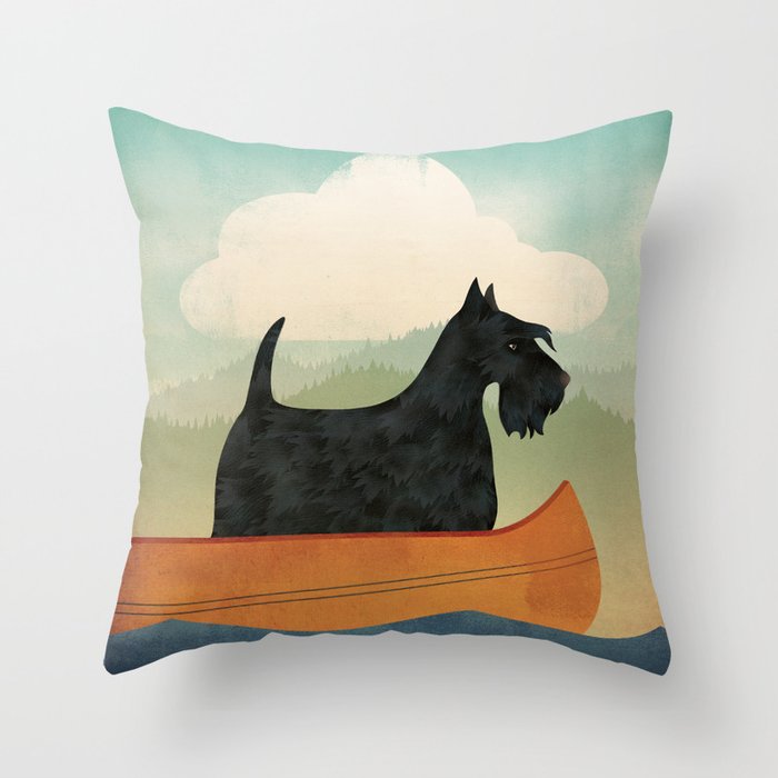 Scottish Terrier Canoe Throw Pillow