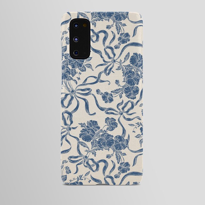 Chic Modern Vintage Ivory Navy Blue Floral Pattern Android Case