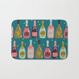 Champagne Cheers Blue Bath Mat | Vino, Painting, Rose, Galentine, Bottles, Newyear, Bottle, Cheers, Bubbly, Valentine 