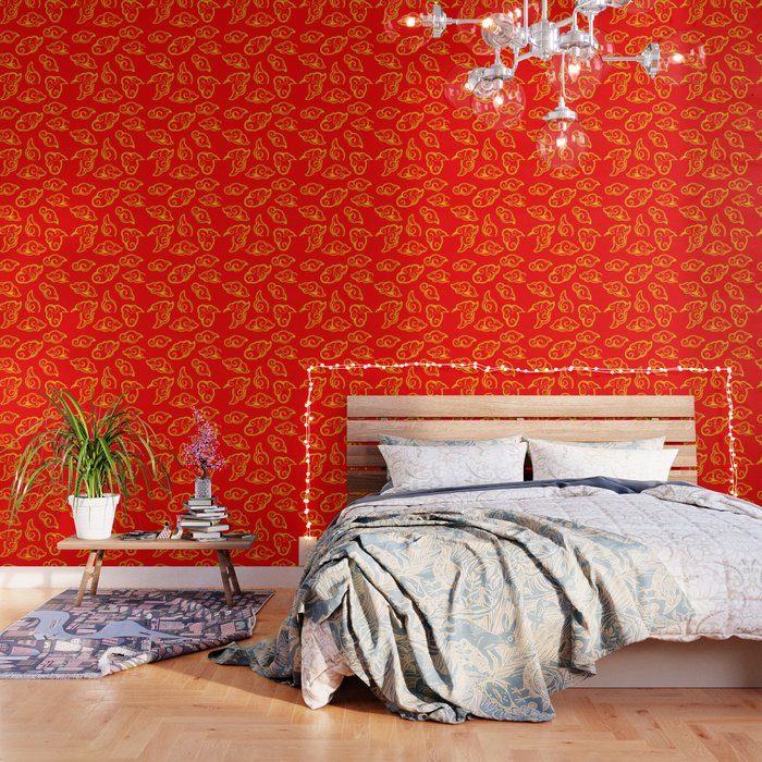 Kumo Clouds Japanese Gold Red Design Pattern Wallpaper By Akaiji