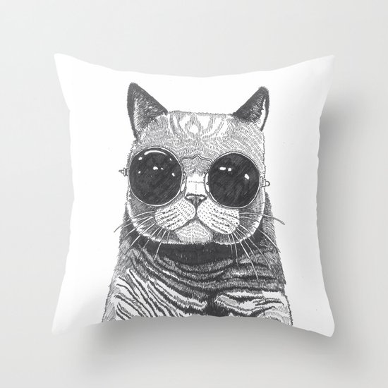 cool cat Throw Pillow