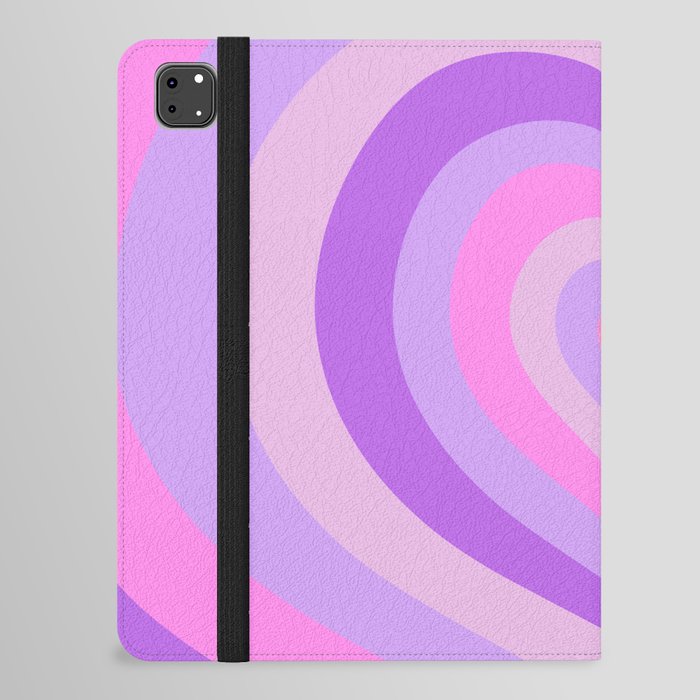 Retro Groovy Love Hearts - neon pink and purple iPad Folio Case