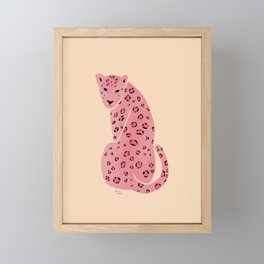 Pink Jungle Cat Knows What You Did Framed Mini Art Print