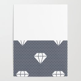 White Diamond Lace Horizontal Split on Dark Gray Poster