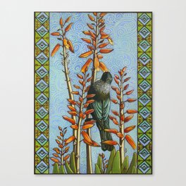 Tui in the succulents Canvas Print