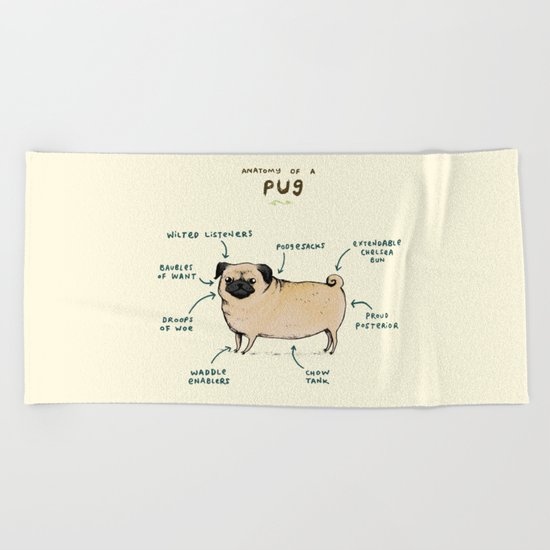 Anatomy of a Pug Beach Towel